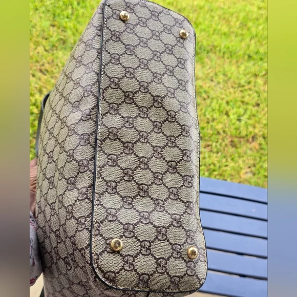 Gucci GG Supreme Messenger Bag Monogram Web Flat Strip Black Red Beige Women - Picture 8 of 16